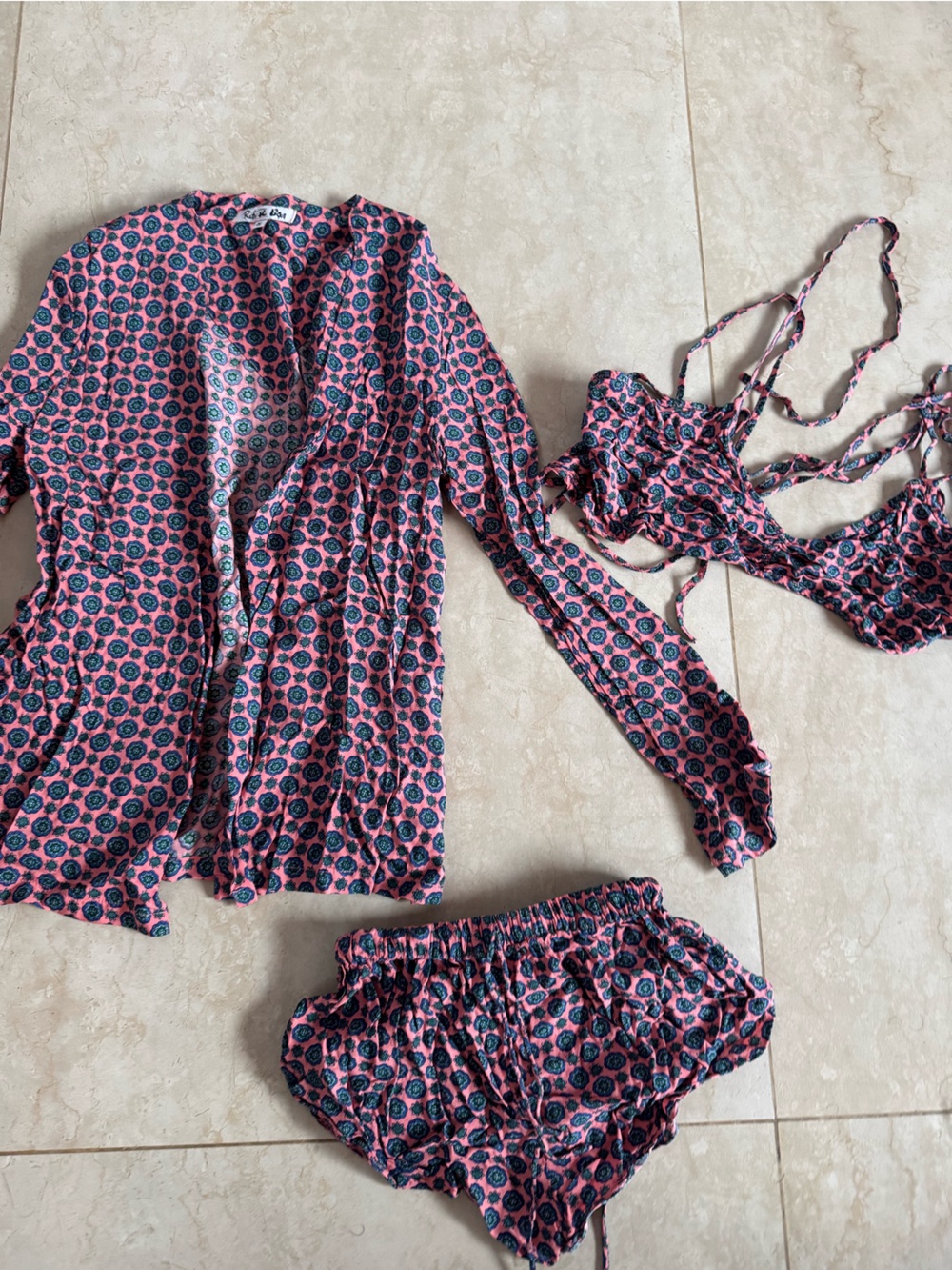 Rat & Boa Pink and Blue Printed Swim Coverup Set